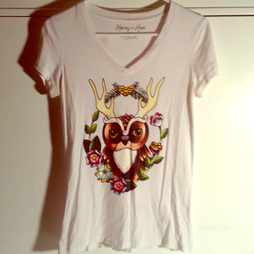Modcloth Honey & the Hive Owl Deer Cotton Shirt M
